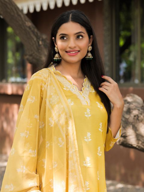 Women's Rayon Embroidered Straight Kurta with Pant And Dupatta Sets